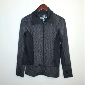 Ideology Gray Black Full Zip Jacket Thumb Holes Size Small